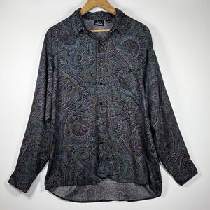 Vintage Bon Homme Paisley‎ Shirt Mens Medium Rayon Made in USA Oversized
